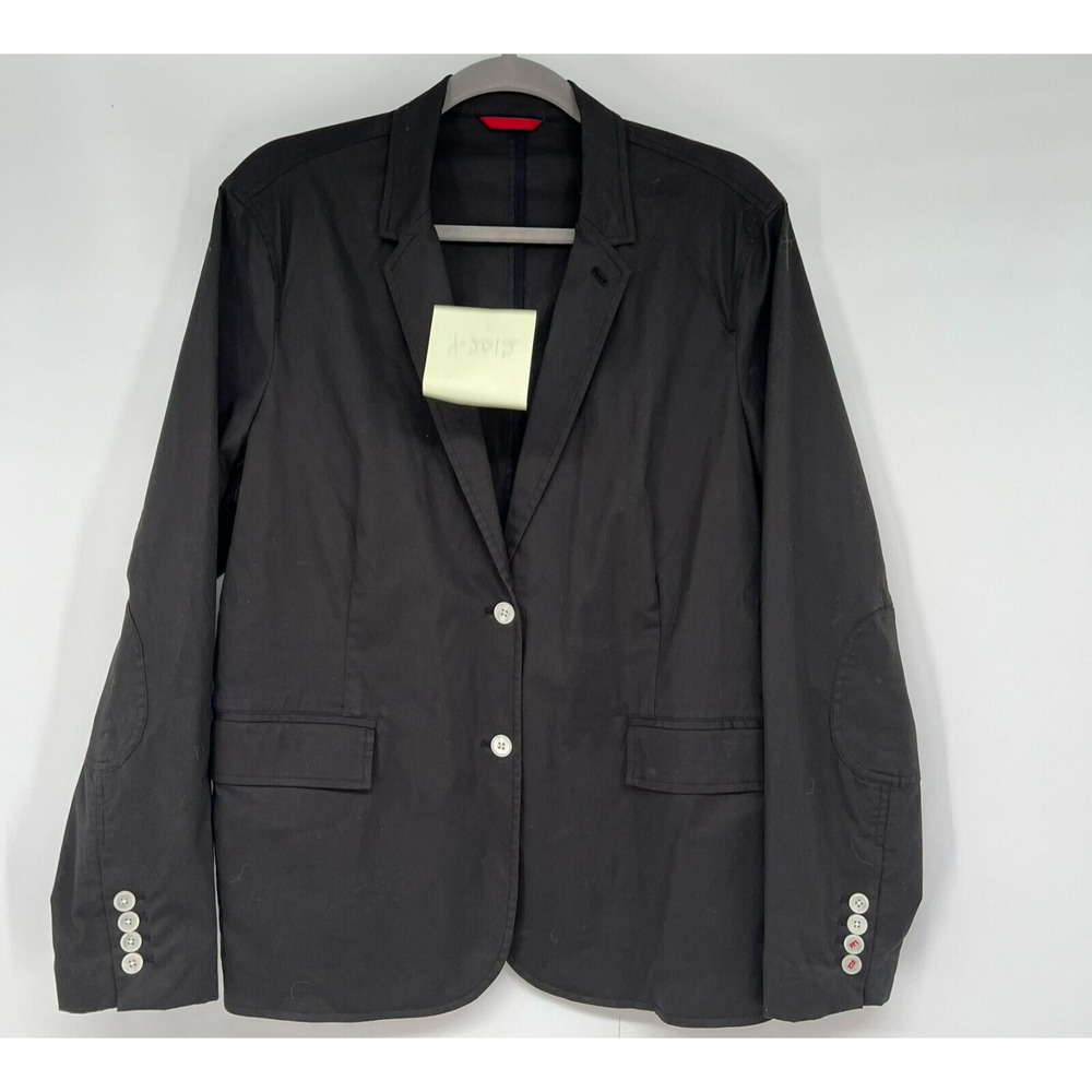 ED by Ellen Degeneres Jacket Blazer 12 Black Notch Lapel Two Button Patch Elbow